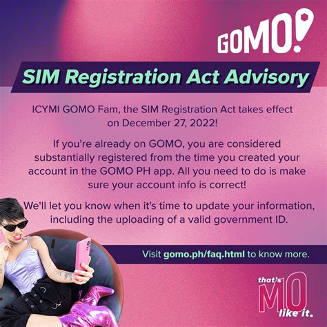 gomo sim registration act|SIM Card Registration Law: What You Need to Know .